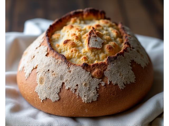 Freshly baked sourdough bread loaf